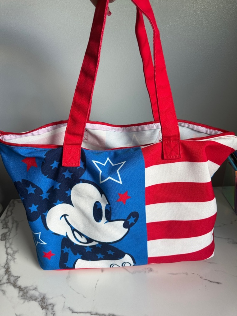 Mickey Mouse Patriotic Tote Bag - Red, Blue & White